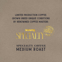 HUUPA Specialty coffee packaging with text about limited production and unique growing conditions.